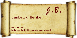 Jambrik Benke névjegykártya